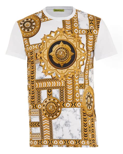 versace white gold t shirt|Gold Versace shirts for men.